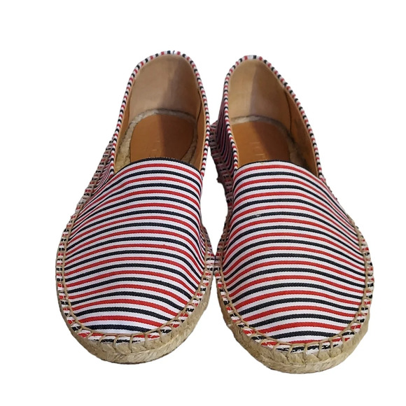 J. Crew Red White Blue Striped Canvas Jute‎ Rope Espadrilles Flats Patriotic - Picture 2 of 16
